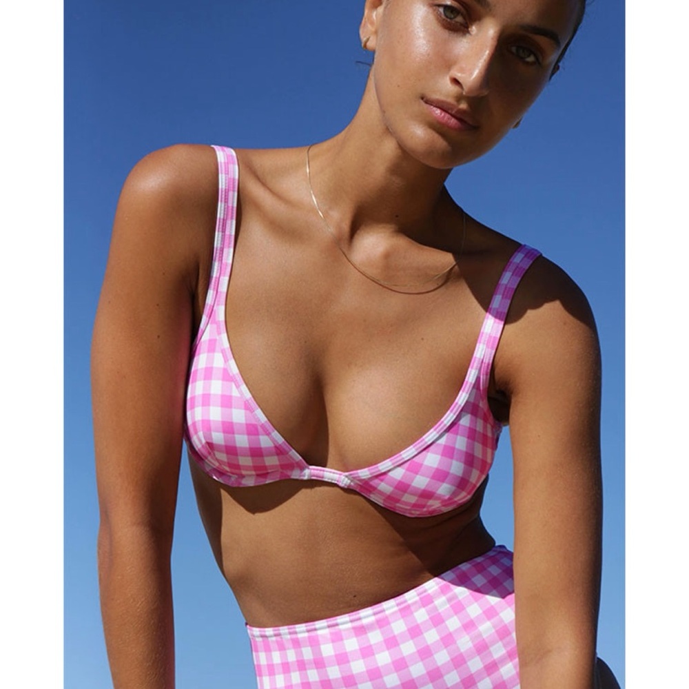 NWT🏷️ Ephemera Classic Swim Top and Bottom in Blush Gingham